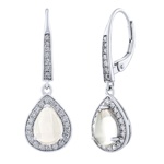 Stříbrné náušnice BRISA s Měsíčním kamenem a Brilliance Zirconia