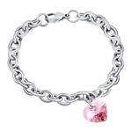 Dámský náramek z chirurgické oceli se Swarovski® Crystals Srdce 14mm Light Rose