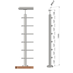 Nerezové zábradlí - sloupek, vrchní kotvení,  6 prutů, EB1-VHS6-1