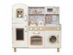 Dětská dřevěná kuchyňka se zvuky - krémová s květy