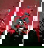 Maska latex Čert plyš vlasy červené