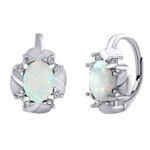 CARISSA stříbrné náušnice se syntetickým bílým opálem