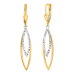 Zlaté visací náušnice Azarea z bílého a žlutého zlata