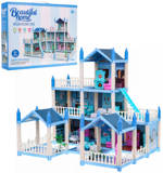 Domeček velký třípatrový vila pro panenky set s nábytkem a doplňky plast