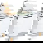 Dětská úložná truhla s víkem, MDF/borovice, bílá 13509