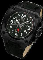 Pánské hodinky Shock – barevná kombinace černěné lesklé ocelové pouzdro / černý ciferník / černý řemínek