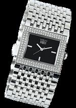 Dámské hodinky Pool – barevná kombinace lesklá nerez ocel / černý ciferník / lesklý ocelový náramek