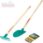 KLEIN BOSCH Dětské nářadí zahradní 2ks set s pracovními rukavicemi dřevo