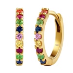 Zlaté naušnice kruhy Aira s barevnými drahokamy 11mm