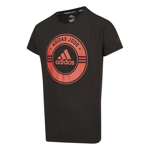 Tričko s krátkym rukávom Adidas Judo Combat - čierne-červené, S