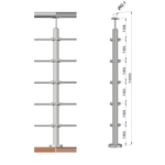 Nerezové zábradlí - rohový sloupek, 5 prutů, EB1-VHU5-1
