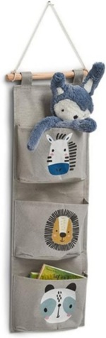 Dětský závěsný kapsář Zvířátka, bavlna/polyester, 60x20cm 14286
