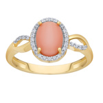 Zlatý prsten Peyton ze žlutého zlata s přírodním růžovým korálem a Brilliance Zirconia