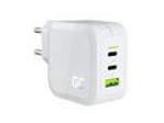 Green Cell bílá 65W GaN GC PowerGan nabíječka do zdi pro notebook, MacBook, telefon, tablet, Nintendo Switch - 2x USB-C, 1x