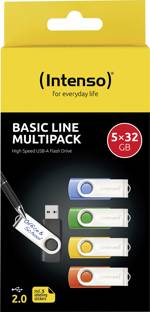 Intenso USB-Stick 5er Pack Basic Line 5 x 32 GB USB flash disk 32 GB žlutá, zelená, modrá, oranžová, černá 3503585 USB 2.0