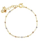 Zlatý náramek dámský ze žlutého zlata Drue s broušenými barevnými korálky - 2,5 mm