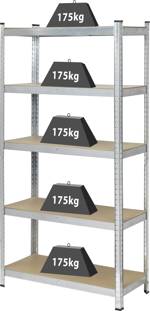 TOOLCRAFT TO-7863108 regál na těžké předměty, (š x v x h) 900 x 1800 x 400 mm, kov, MDF, pozinkovaná, stříbrná