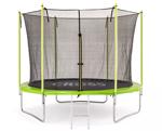 Trampolína CROSS se sítí a žebříkem, zelenočerná, 306x306x250cm