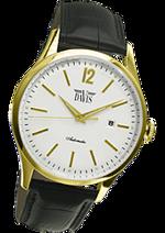 Pánské hodinky Automatic Watch – barevná kombinace lesklá nerez ocel / bílý ciferník / černý řemínek