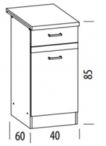 Skříňka ELIZA, EZ11/D40S1 L/P, spodní  barevné provedení rijeka