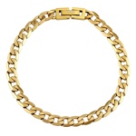 Pánský náramek CURB PANCR z chirurgické oceli 6 mm pozlacený 14k zlatem