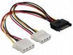 Delock Power Adapter SATA 15-pin samec na 2x Molex 4-pin samice, 20cm