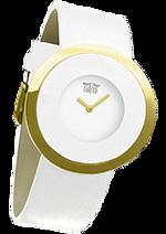 Dámské hodinky Ella – barevná kombinace pozlacená nerez ocel / bílý ciferník / bílý řemínek