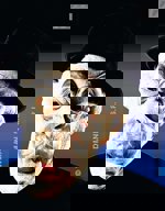 Maska latex Chlap klobouk a knír blond