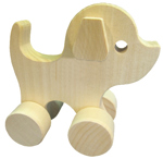 Dřevěný pejsek na kolečkách - dřevěná hračka pro nejmenší