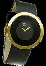 Dámské hodinky Ella – barevná kombinace pozlacená nerez ocel / černý ciferník / černý řemínek