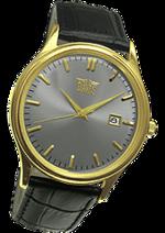 Pánské hodinky Ambassador – barevná kombinace pozlacená nerez ocel / šedý ciferník / černý řemínek