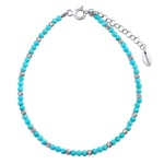 Stříbrný náramek Archer s pravým tyrkysem a stříbrnými korálky