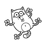 Samolepka rozpláclá kočka na auto a motorku, tuning nálepka (1539)