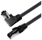 Maxtrack TI51-1L RJ45 síťové kabely, propojovací kabely CAT 8.1 S/FTP 1 m černá 90° zatočeno doprava, jednoduché stínění 1 ks