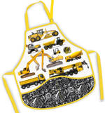 Zástěra dětská školní Stavební stroje oblečení na výtvarnou výchovu Auta