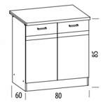 Skříňka ELIZA, EZ16/D80, spodní   barevné provedení rijeka světl