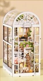 2Kids Toys 3D skládačka Zarážka na knihy Miniatura domečku Kavárna Bílá zahrada