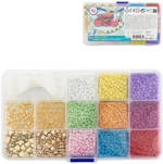 Výroba šperků dětský kreativní set navlékací korálky se zlatými přívěsky