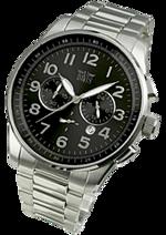 Pánské hodiny Eton Metal – barevná kombinace broušená nerez ocel / černý ciferník / stříbrný řemínek