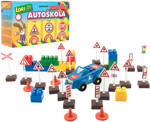 LORI 011 Autoškola set autíčko + dopravní značky 16ks s kužely 2ks 3 druhy 11