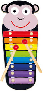 BINO Baby xylofon Opička 8 kláves 33cm duhový kov *HUDEBNÍ NÁSTROJE