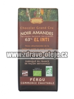 Hořká čokoláda s mandlemi BIO 63% kakaa 100g Salute Livi