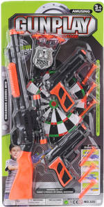 Zbraně dětské velká puška + 2 pistole set s terčem a náboji plast