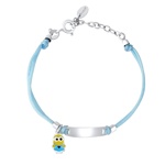 Textilní náramek Minion se stříbnými doplňky a zapínáním