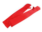 Dlouhé společenské rukavice saténové, barva 3 červená