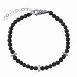 Černý náramek Milly se stříbrnými korálky a přírodním černým Onyxem