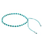 Textilní náramek Sue modrý se stříbrnými korálky a přírodním Tyrkysem