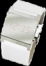 Pánské hodinky Mirror – barevná kombinace nerez ocel / nerez ocel / bílý řemínek