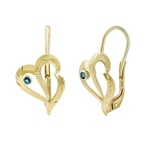 Zlaté náušnice srdce Chrissy s přírodním topazem ze žlutého zlata