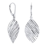 Stříbrné náušnice listy s třpytivým výbrusem